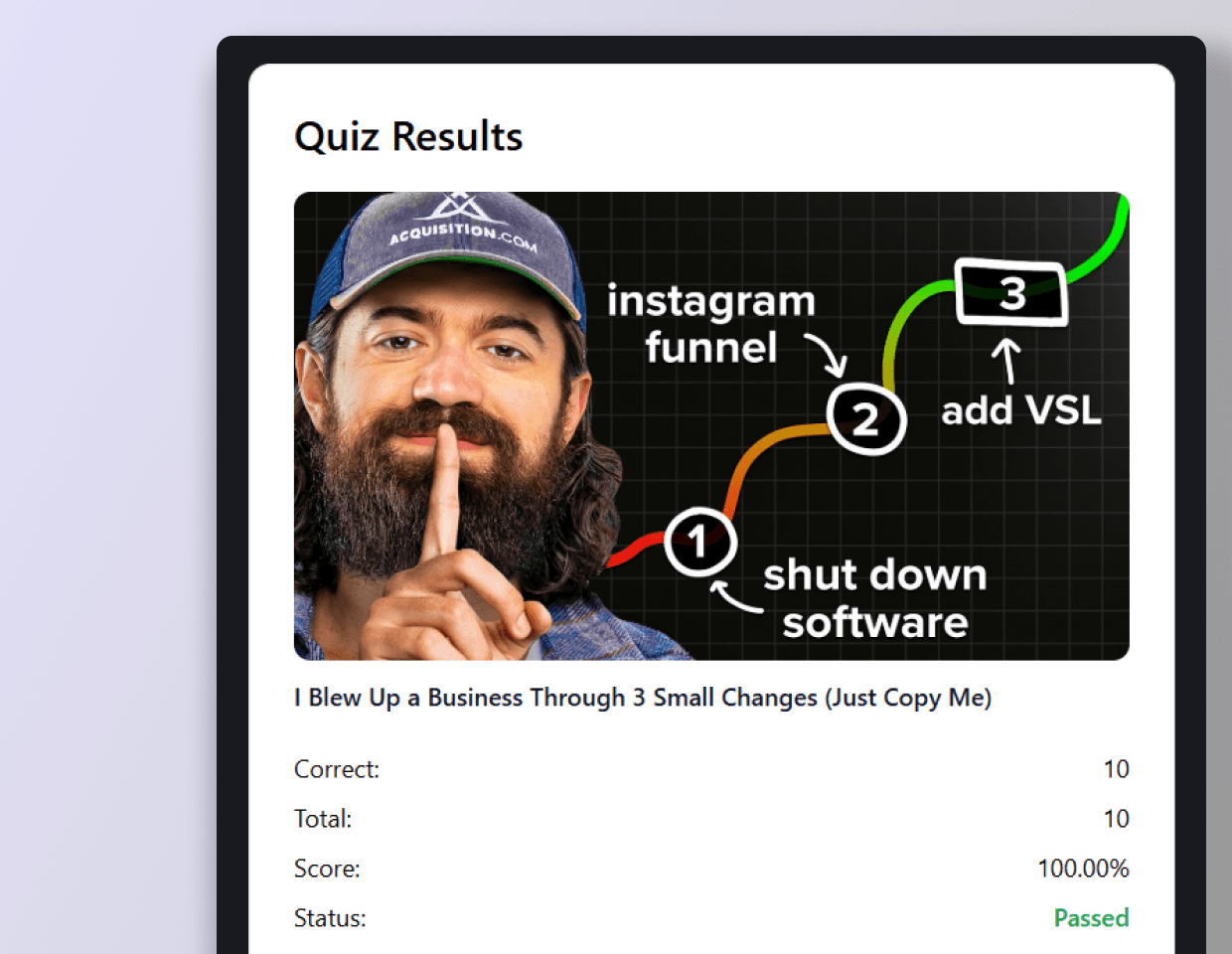 Instant grading feature